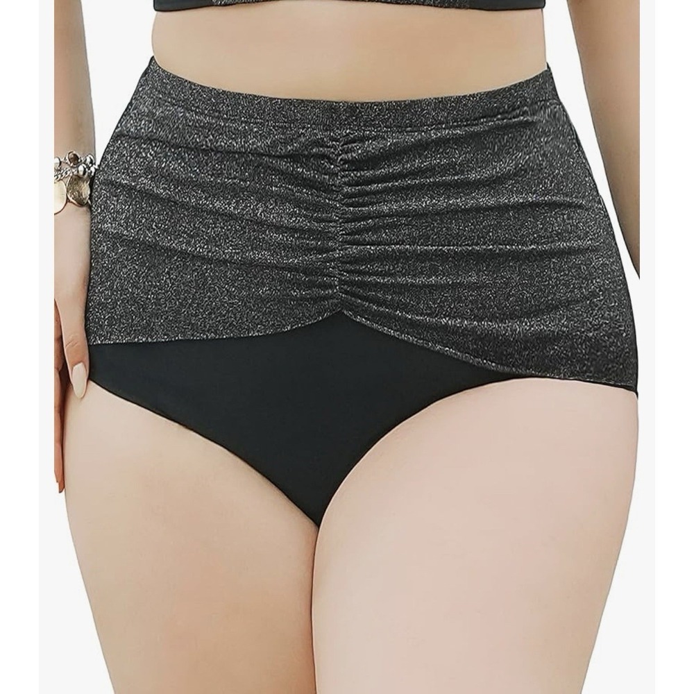 Woman's High Waisted Bikini Bottoms  Plus Size Tummy Control Size 2x